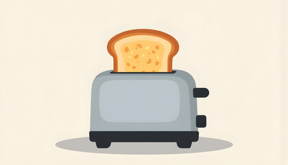 Toasted bread in a toaster with a light background  