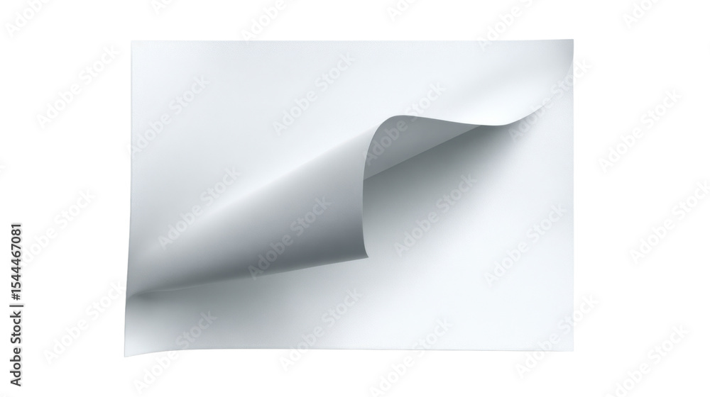 Poster curled corner paper: the delicate curl of a pristine paper corner reveals an empty canvas, offering 