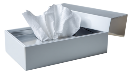 Clean Comfort: A sleek tissue box dispenses soft, clean tissues, a symbol of everyday comfort and care, showcasing a functional yet elegant design.