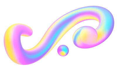 Colorful abstract swirl pastel gradient 3D fluid shape vibrant glossy modern creative dynamic playful digital art isolated on transparent background