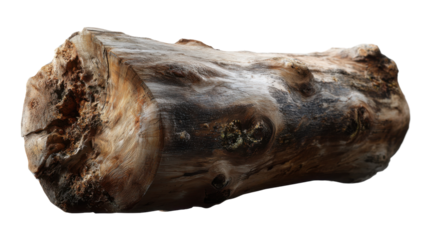 Rustic Log: An intimate portrayal of a weathered, weathered log, exuding rustic charm, ideal for illustrating concepts related to nature and the environment. 