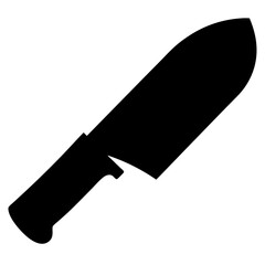 Sharp black silhouette of a chef's knife or a cleaver knife
