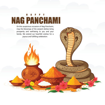 Happy Nag Panchami and Naga Pancham Festival Greeting social media Post Design