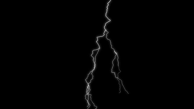 Dramatic lightning strike animation on black screen