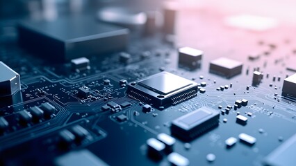 Detailed close up of a modern electronic circuit board