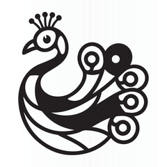 Stylized silhouette of peacock vector illustration for an icon, t-shirt and peacock template logo 