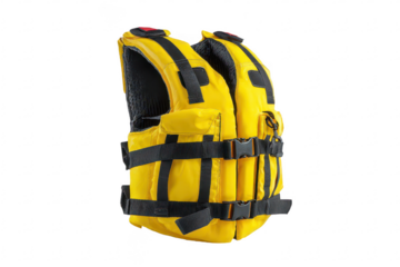 Bright yellow life vest, safety equipment