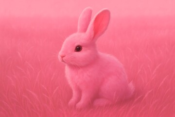 pink rabbit on pink background