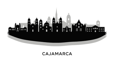 Naklejka premium Cajamarca Skyline Peru City Silhouette.