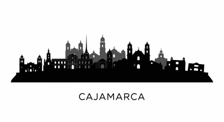 Fototapeta premium Cajamarca with Peru, Skyline Silhouette, and Cityscape.