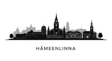 Hmeenlinna Finland Skyline Silhouette Minimal.