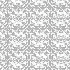 Elegant Gray Floral Mandala Geometric Pattern on White Background – Decorative Vector Illustration for Design, Print, and Digital Art