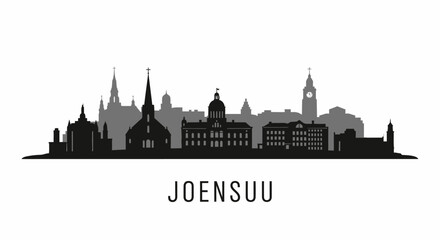 Obraz premium Joensuu Finland Skyline Silhouette Black and White.