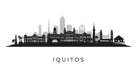 Obraz premium Iquitos Skyline with Peru Cityscape Vector.