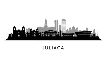 Naklejka premium Juliaca Skyline Peru Cityscape Silhouette.