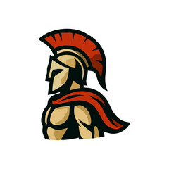 Gladiator vector mascot logo design for spartan helmet warrior character battle armor ancient symbol shield drawing graphic concept epic soldier mythology heroic history illustration