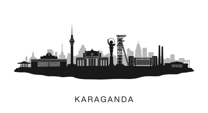 Karaganda Skyline Cityscape Vector.