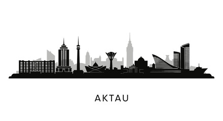 Aktau Skyline Kazakhstan City Vector.