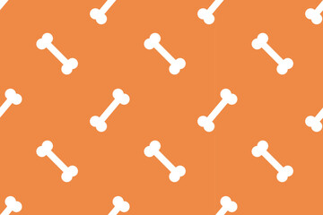 Beautiful seamless Halloween pattern, white bone on orange background. All Saints' Day. National international holiday. For backgrounds, wallpapers, textiles, packaging, or  website.