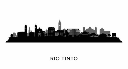 Fototapeta premium Rio Tinto Portugal Skyline Silhouette Vector.
