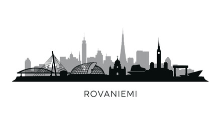 Obraz premium Rovaniemi Finland Skyline Silhouette Black.