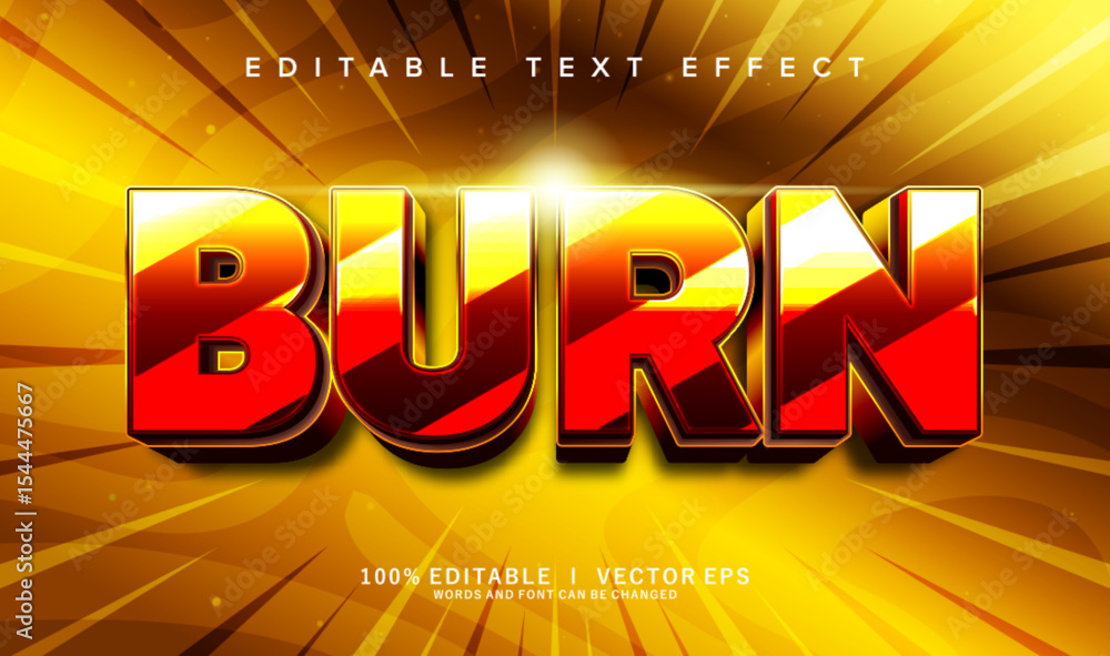 Poster burn vector text effect with modern style design