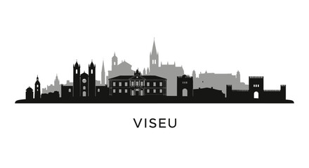 Fototapeta premium Viseu Portugal Skyline Silhouette with Cityscape.