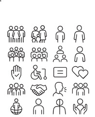 Diversity and Inclusion Line Icons – Community, Equality, and People Symbols Set

