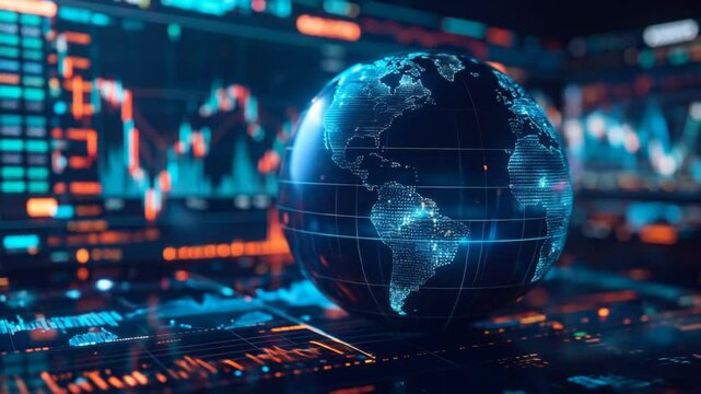 Digital Globe On Circuit Board Background