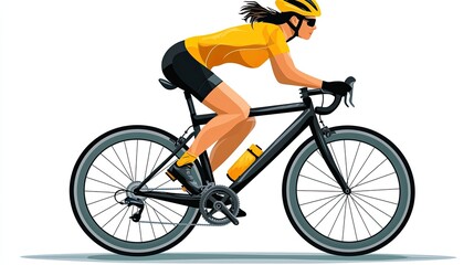 Fototapeta premium Woman cyclist in motion on road bike.