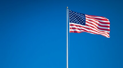 Fototapeta premium American Flag in Field at Sunset – Patriotic Rural USA Landscape Scene