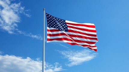 Fototapeta premium American Flag in Field at Sunset – Patriotic Rural USA Landscape Scene