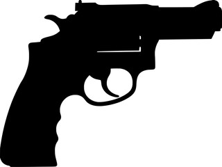 Gun silhouette illustration, firearm vector icon, weapon outline design, black handgun graphic, illustration of a gun
