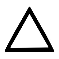 Isolated solid black triangle with white interior space on white background
