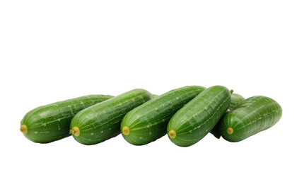Fresh, green cucumbers isolated on a white background, perfect for a healthy, vegetarian diet