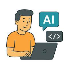 A clean and modern vector illustration depicting a freelancer working on a laptop, surrounded by digital tools and icons, symbolizing flexibility, creativity, and remote work lifestyle.

