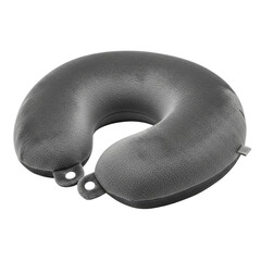 This plush grey u shaped neck pillow offers ergonomic support and comfort, perfect for travelers on long journeys or for relaxation at home.
