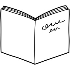 Open book cartoon illustration outline 