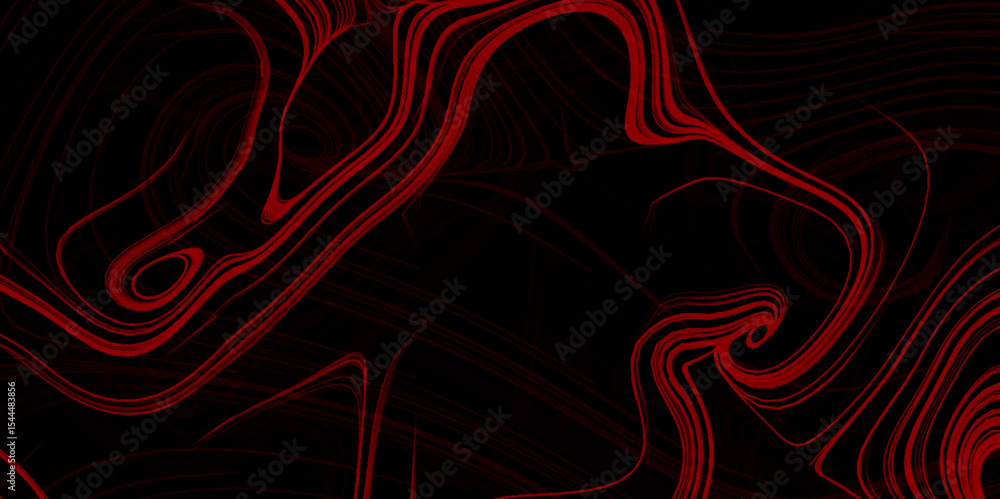 Poster topographic map white red lines, contour bluck background. geographic grid, gradient multicolor wave