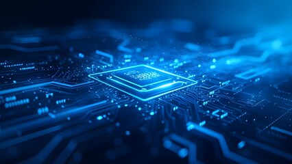 Illuminated digital circuit board featuring central processor unit