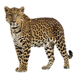 Obraz premium Leopard Standing Isolated on Transparent Background