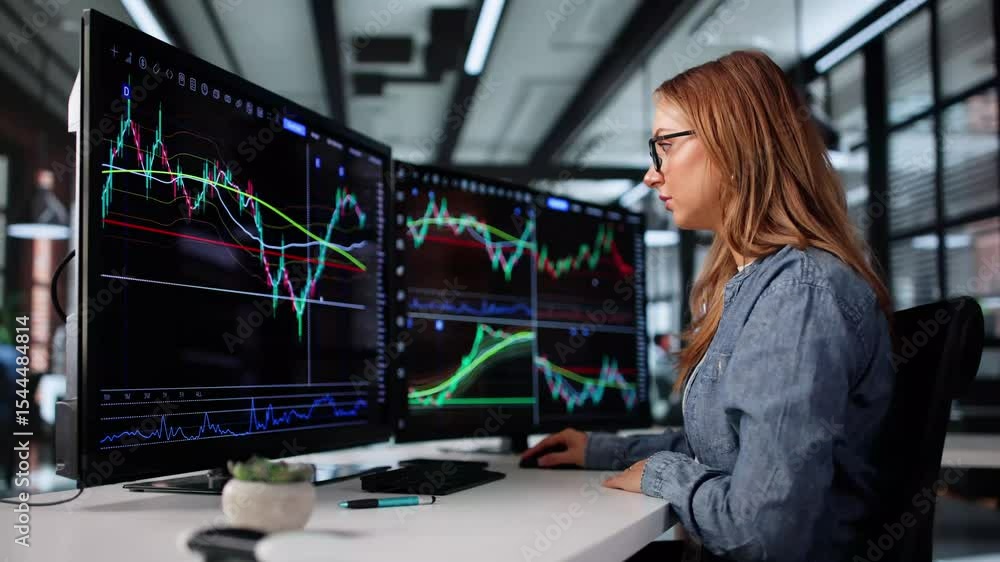 Poster online stock trader monitoring multiple markets