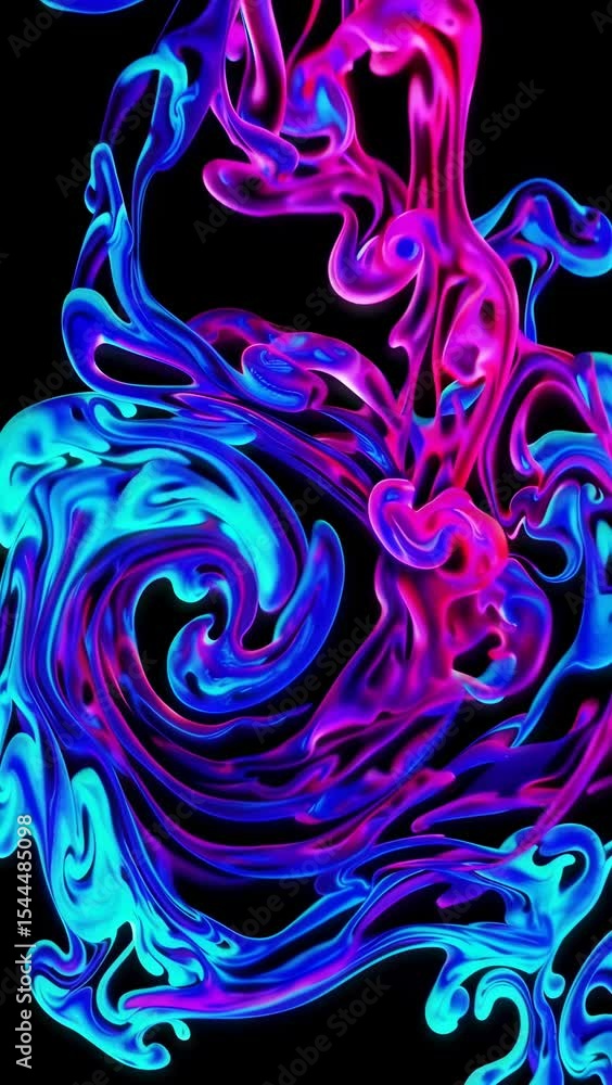 Poster vibrant swirling neon colors creating mesmerizing abstract fluid patterns