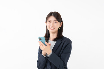Fototapeta premium 女性 スマートフォン スマホ 笑顔