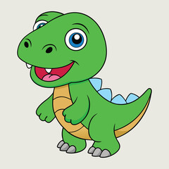 Vector illustration of adorable cartoon dinosaur