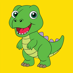 Vector illustration of adorable cartoon dinosaur