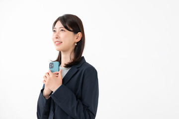 Fototapeta premium 女性 スマートフォン スマホ 笑顔