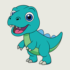 Vector illustration of adorable cartoon dinosaur