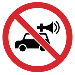 No car horn sign with vehicle and loudspeaker symbol for noise control