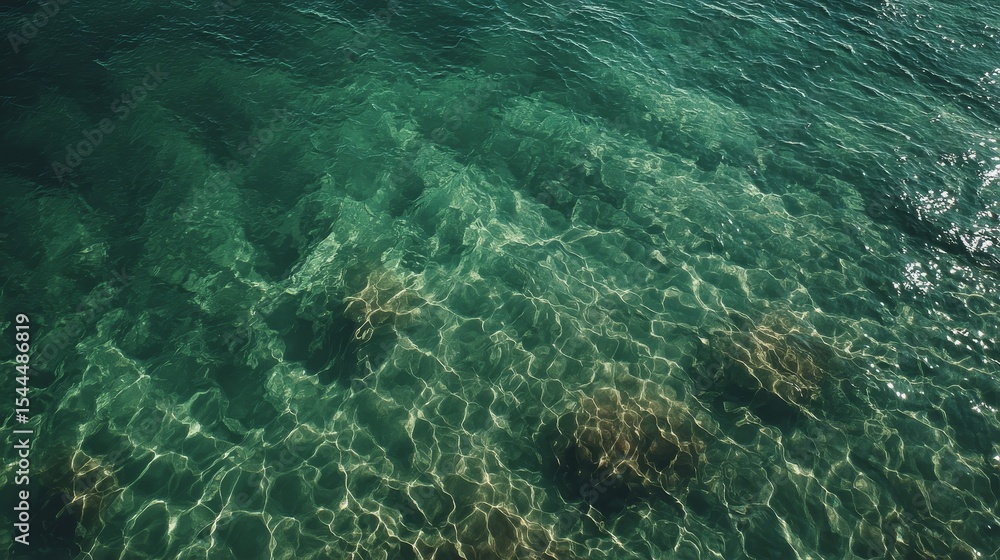 Aufkleber calm top view of transparent water surface with gentle ripples and abstract wave patterns under natu